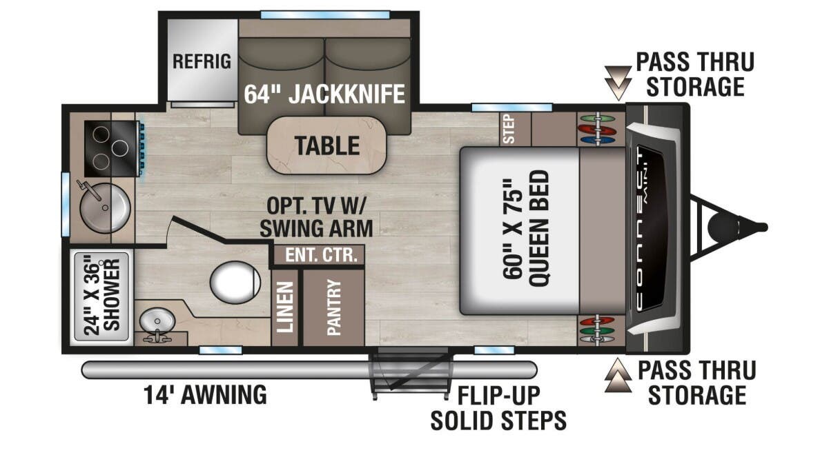 2026 K-Z Connect Mini 171RK - New Travel Trailer For Sale by McClain's Longhorn RV in Sanger, Texas features Kitchen Sink, TV Antenna, Backup Camera, Oven, Slideout