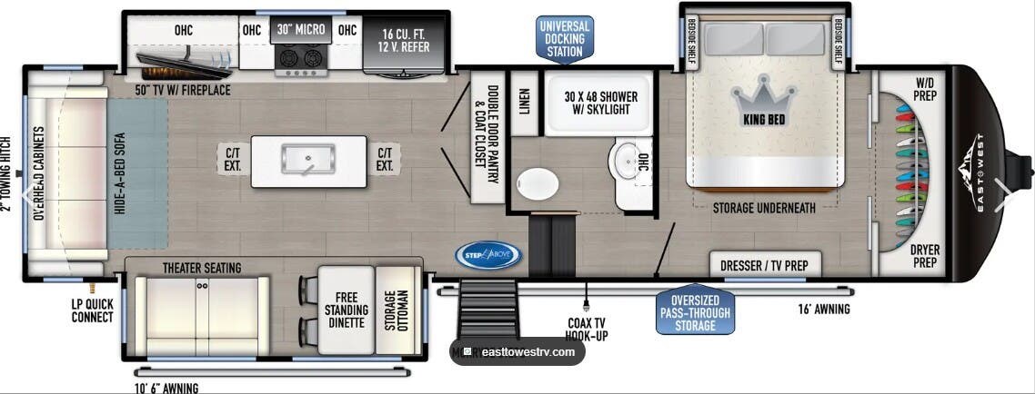 2024 East to West Blackthorn 3100RL - Used Fifth Wheel For Sale by McClain's Longhorn RV in Sanger, Texas features Toilet, Batteries, Fireplace, Stove, Stereo System