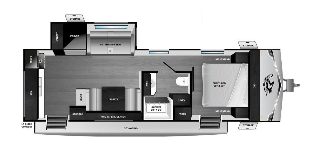 2026 Highland Ridge Open Range Light 230MKD - New Travel Trailer For Sale by McClain's Longhorn RV in Sanger, Texas features Overhead Cabinetry, Shower, Dinette, Water Heater, Toilet