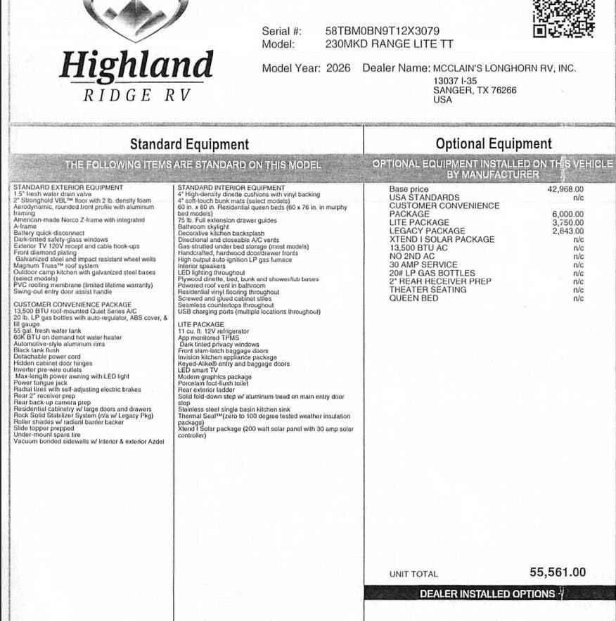 2026 Open Range Light 230MKD by Highland Ridge from McClain's Longhorn RV in Sanger, Texas
