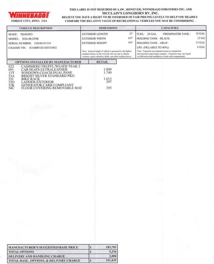 2026 Travato 59K by Winnebago from McClain's Longhorn RV in Sanger, Texas
