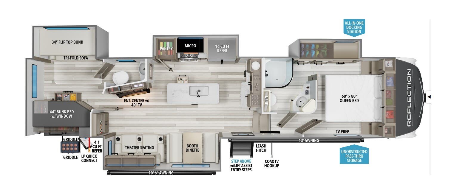2026 Grand Design Reflection 311BHS - New Fifth Wheel For Sale by McClain's Longhorn RV in Sanger, Texas features Solid Surface Countertops, Microwave, Medicine Cabinet, Hide-A-Bed, Vanity