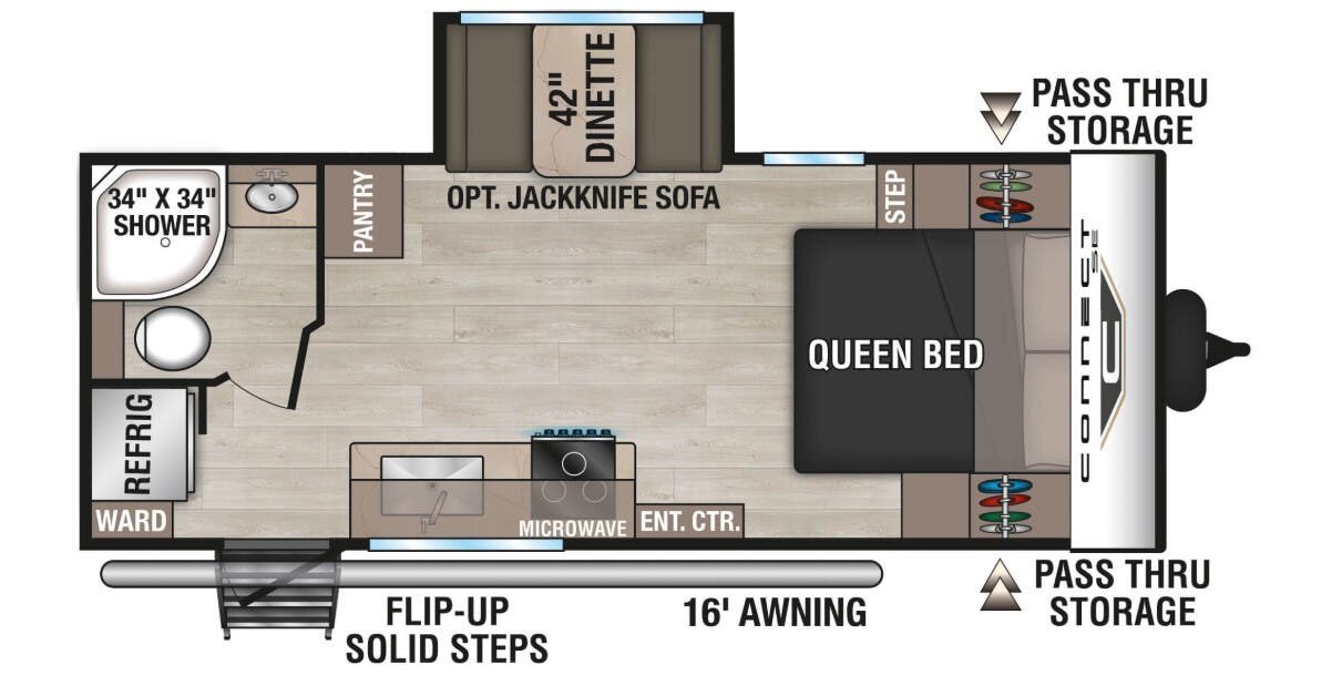 2026 K-Z Connect SE 201ML - New Travel Trailer For Sale by McClain's Longhorn RV in Sanger, Texas features Toilet, Smoke Detector, Refrigerator, Shower, CO Detector