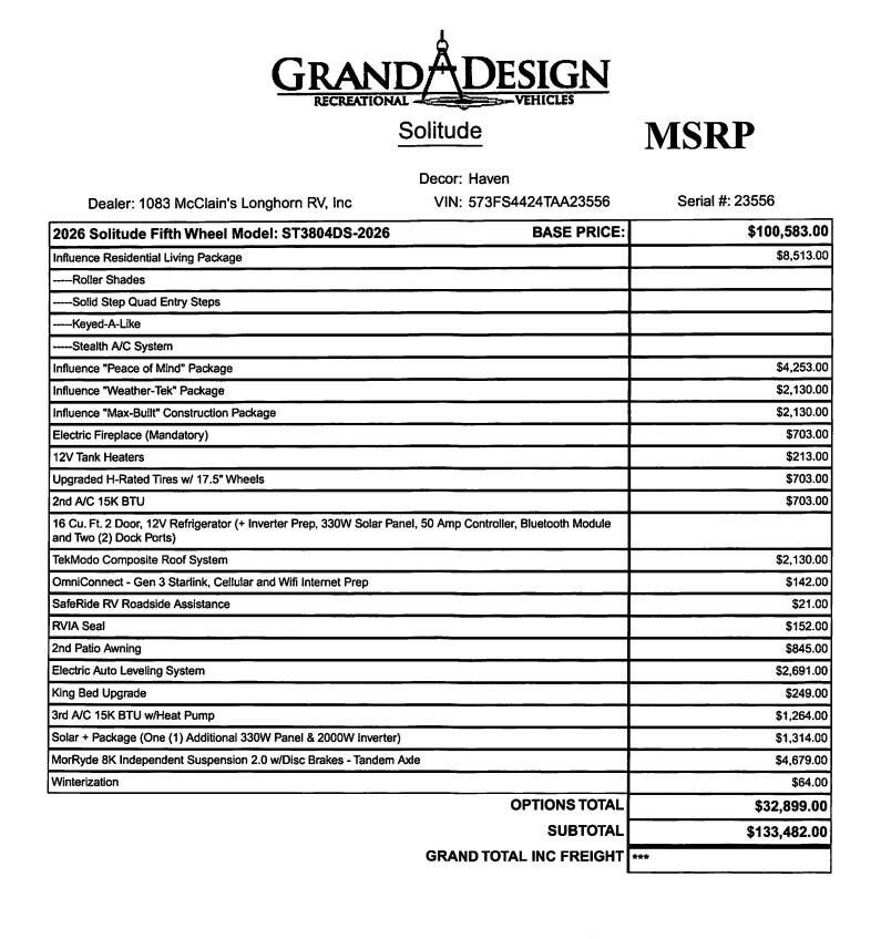 2026 Influence 3804DS by Grand Design from McClain's Longhorn RV in Sanger, Texas