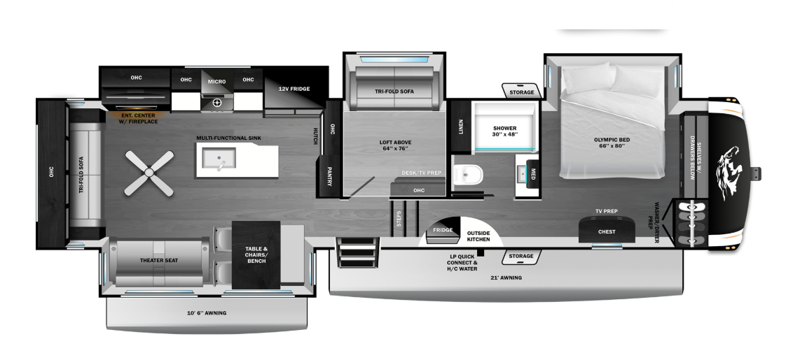 2026 Highland Ridge Open Range Roamer 35MRQS - New Fifth Wheel For Sale by McClain's Longhorn RV in Sanger, Texas features Fire Extinguisher, Ladder, Microwave, Slideout, CO Detector