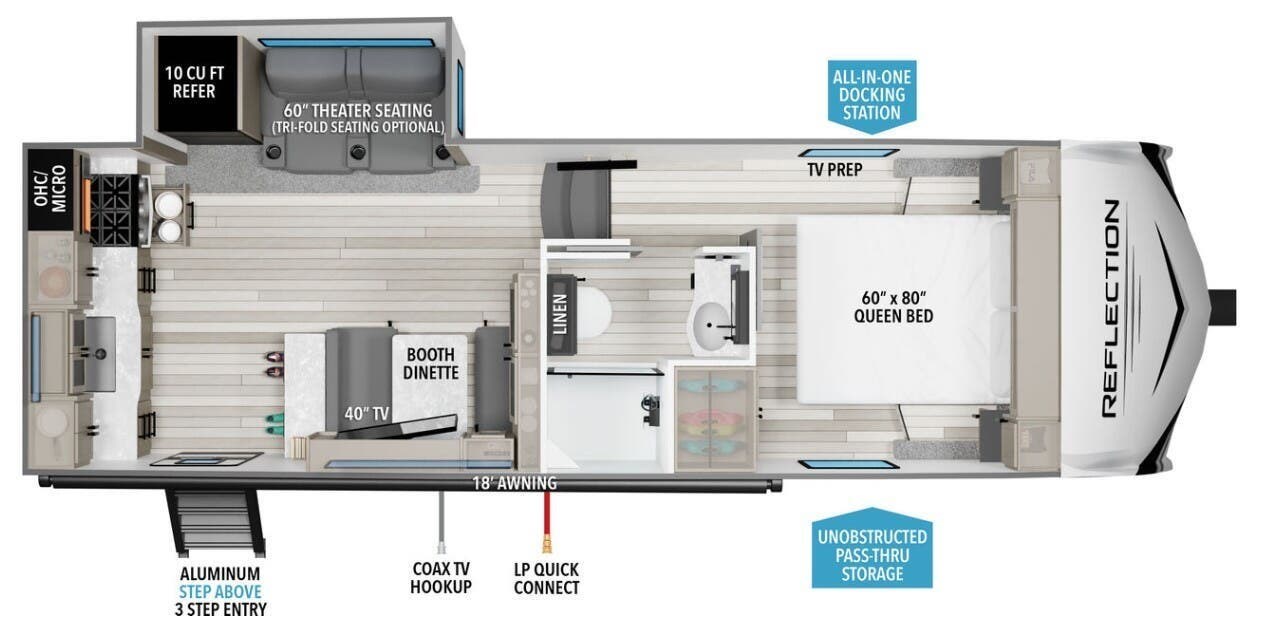 2026 Grand Design Reflection 100 22RK - New Fifth Wheel For Sale by McClain's Longhorn RV in Sanger, Texas features Refrigerator, TV Antenna, Water Heater, Slideout, Queen Bed