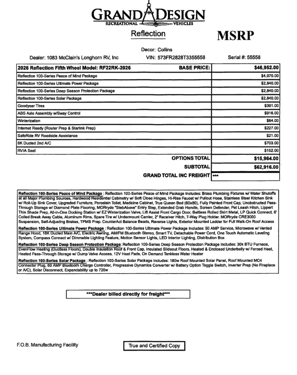 2026 Reflection 100 22RK by Grand Design from McClain's Longhorn RV in Sanger, Texas