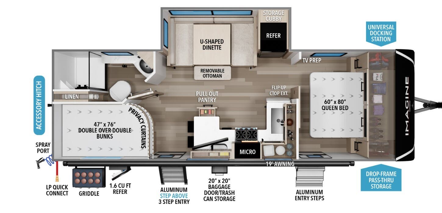 2026 Grand Design Imagine 2470BH - New Travel Trailer For Sale by McClain's RV Superstore in Corinth, Texas features Detachable, Water Heater, Enclosed Underbelly, LED Lights, Furnace
