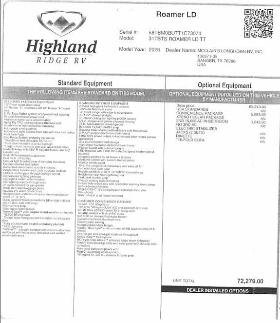 2026 Open Range Roamer 31TBTS by Highland Ridge from McClain's Longhorn RV in Sanger, Texas