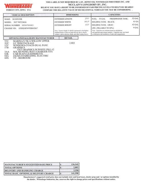 2027 Sunflyer 24GG by Winnebago from McClain's Longhorn RV in Sanger, Texas