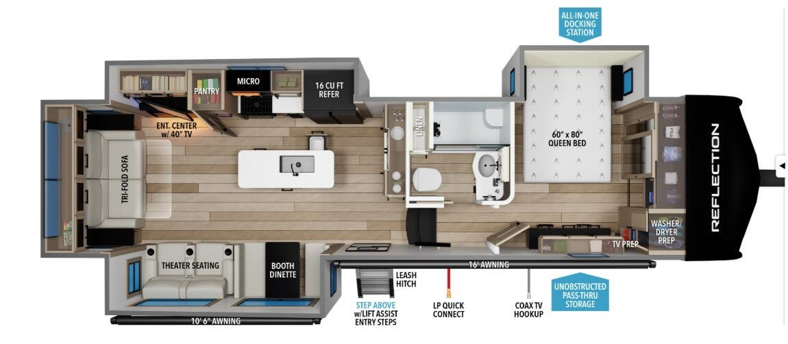 2026 Grand Design Reflection 337RLS - New Fifth Wheel For Sale by McClain's Longhorn RV in Sanger, Texas features Fireplace, Microwave, Refrigerator, Fire Extinguisher, Water Heater