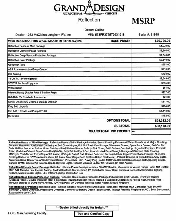 2026 Reflection 337RLS by Grand Design from McClain's Longhorn RV in Sanger, Texas