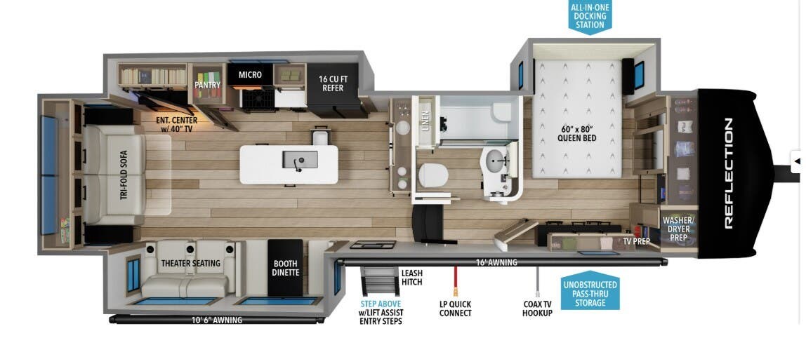 2026 Grand Design Reflection 337RLS - New Fifth Wheel For Sale by McClain's Longhorn RV in Sanger, Texas features Queen Bed, Microwave, 50 Amp Service, Leather Furniture, Kitchen Sink