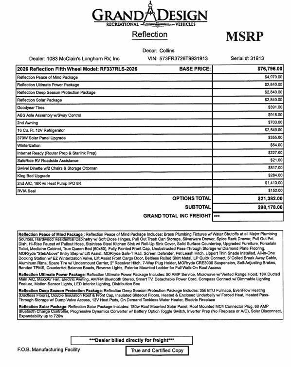 2026 Reflection 337RLS by Grand Design from McClain's Longhorn RV in Sanger, Texas