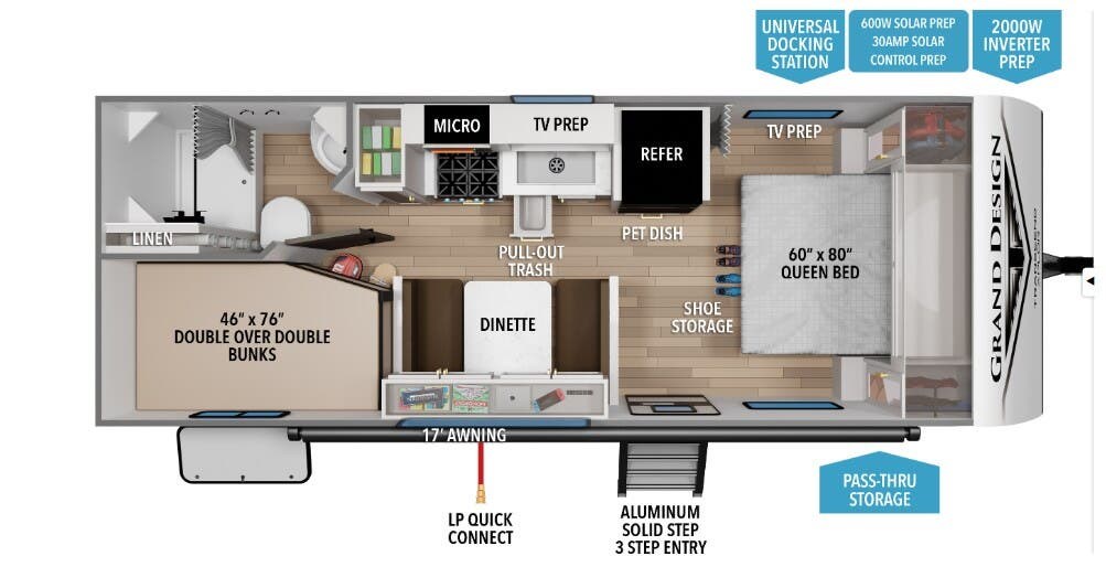 2026 Grand Design Transcend Xplor 19BHX - New Travel Trailer For Sale by McClain's Longhorn RV in Sanger, Texas features Generator, TV, Awning, Smart TV, Toilet