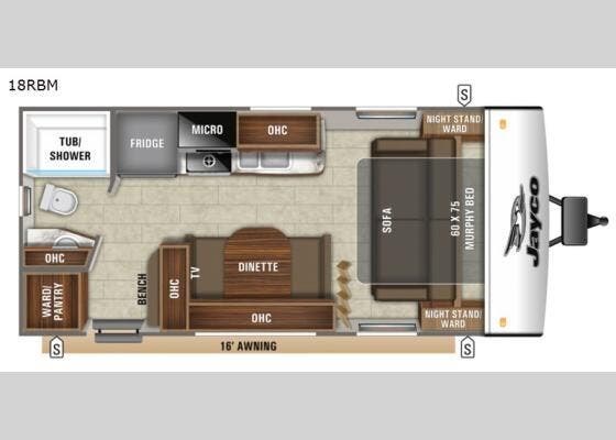 2020 Jayco JAYFEATHER 18RBM - Used Travel Trailer For Sale by McClain's Longhorn RV in Sanger, Texas features Water Heater, CO Detector, TV, LP Detector, Toilet