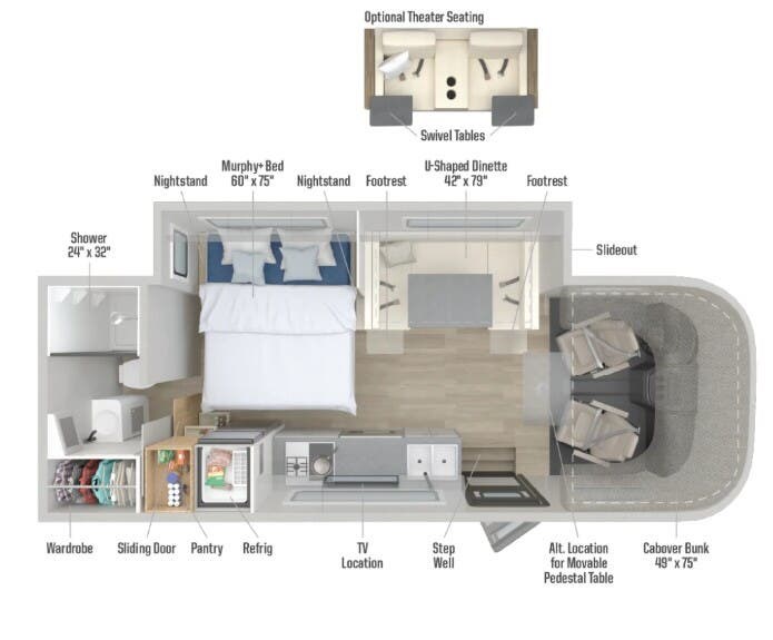 2027 Winnebago View 24D - New Class C For Sale by McClain's Longhorn RV in Sanger, Texas features Backup Monitor, Refrigerator, 50 Amp Service, Stove, Air Conditioning