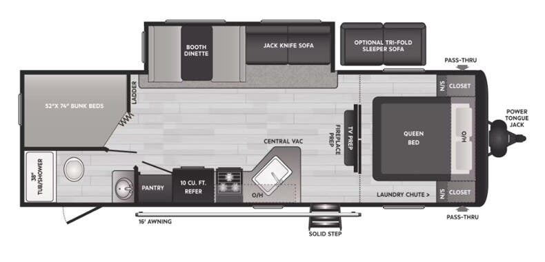2024 Keystone Hideout 261BH - Used Travel Trailer For Sale by McClain's Longhorn RV in Sanger, Texas features Queen Bed, Kitchen Sink, Awning, Fire Extinguisher, Shower