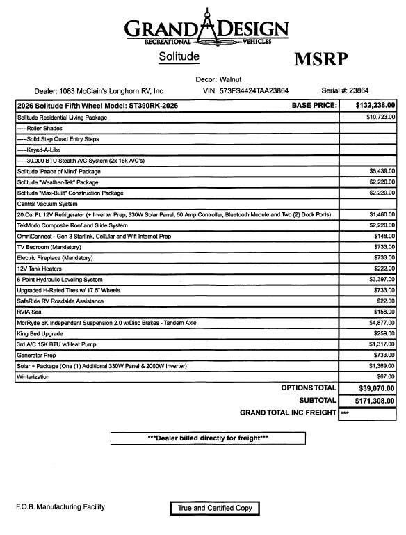 2026 Grand Design Solitude 390RK - New Fifth Wheel For Sale by McClain's Longhorn RV in Sanger, Texas