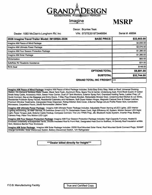 2026 Grand Design Imagine AIM 15RBA - New Travel Trailer For Sale by McClain's Longhorn RV in Sanger, Texas