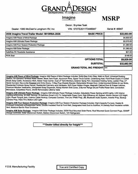 2026 Grand Design Imagine AIM 15RBA - New Travel Trailer For Sale by McClain's Longhorn RV in Sanger, Texas