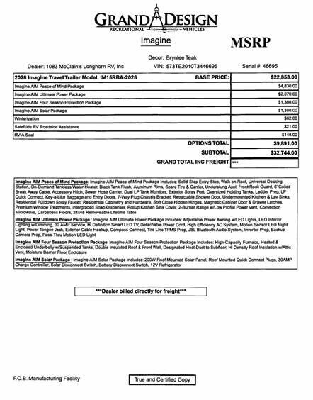 2026 Grand Design Imagine AIM 15RBA - New Travel Trailer For Sale by McClain's RV Superstore in Corinth, Texas