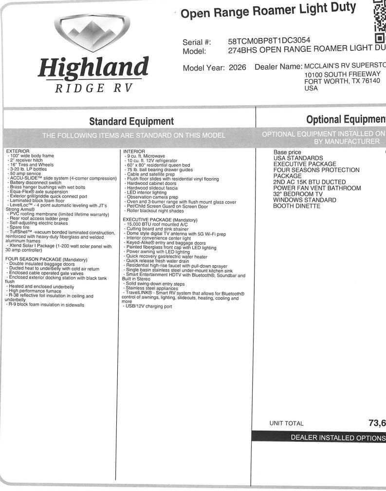 2026 Open Range Roamer LIGHT 274BHS by Highland Ridge from McClain's RV Fort Worth in Fort Worth, Texas
