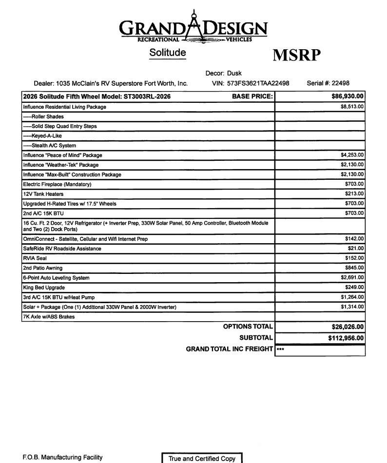 2026 Influence 3003RL by Grand Design from McClain's RV Fort Worth in Fort Worth, Texas