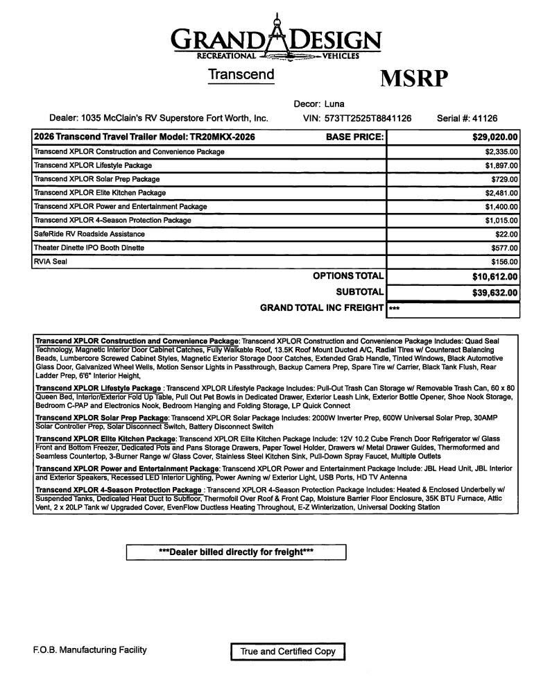 2026 Transcend Xplor 20MKX by Grand Design from McClain's RV Fort Worth in Fort Worth, Texas