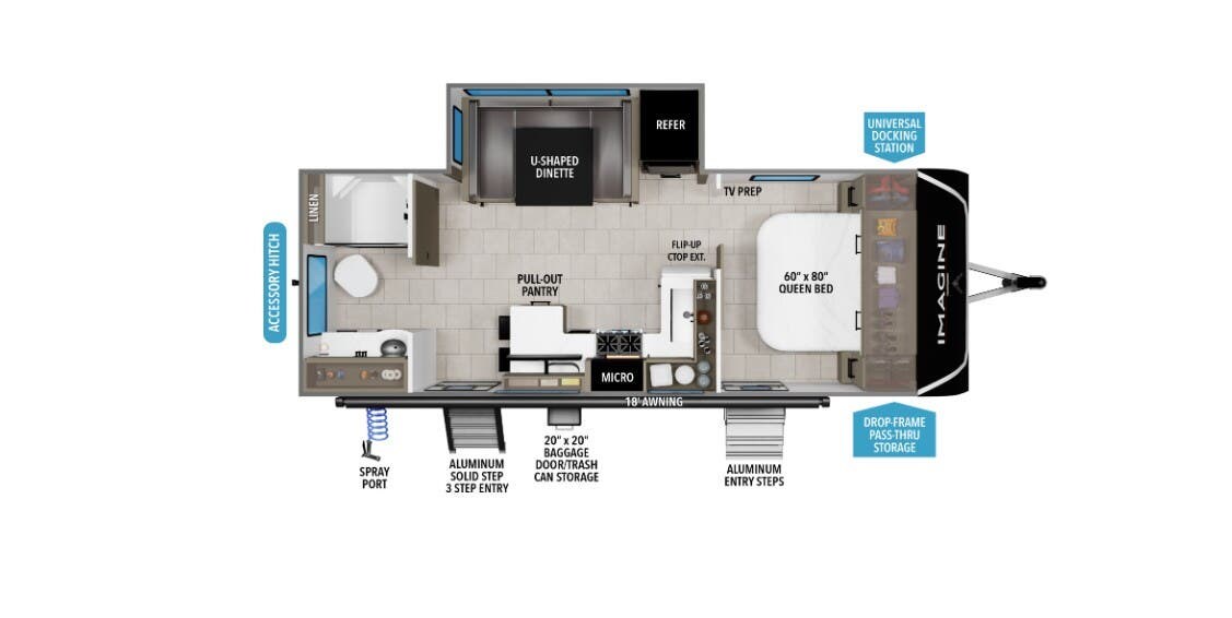 2026 Grand Design Imagine 2300MK - New Travel Trailer For Sale by McClain's RV Fort Worth in Fort Worth, Texas features Stove Top Burner, Insulated, TV, Shower, Spare Tire Kit