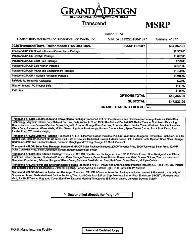 2026 Transcend Xplor 27DBX by Grand Design from McClain's RV Fort Worth in Fort Worth, Texas
