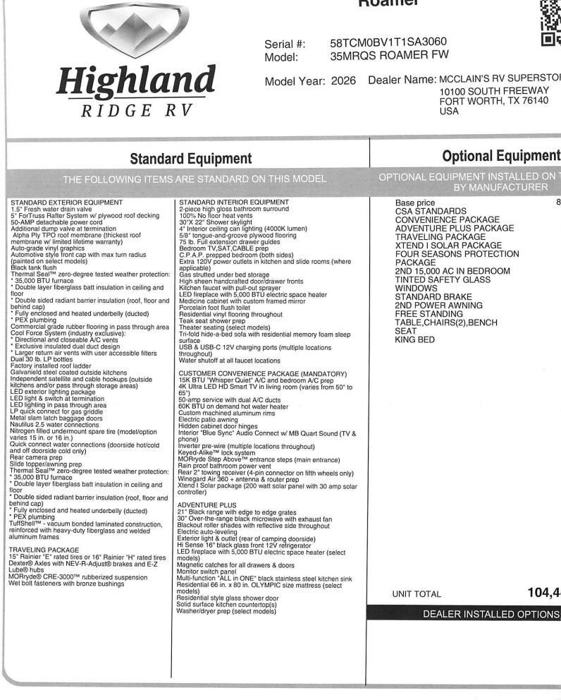 2026 Open Range Roamer 35MRQS by Highland Ridge from McClain's RV Fort Worth in Fort Worth, Texas