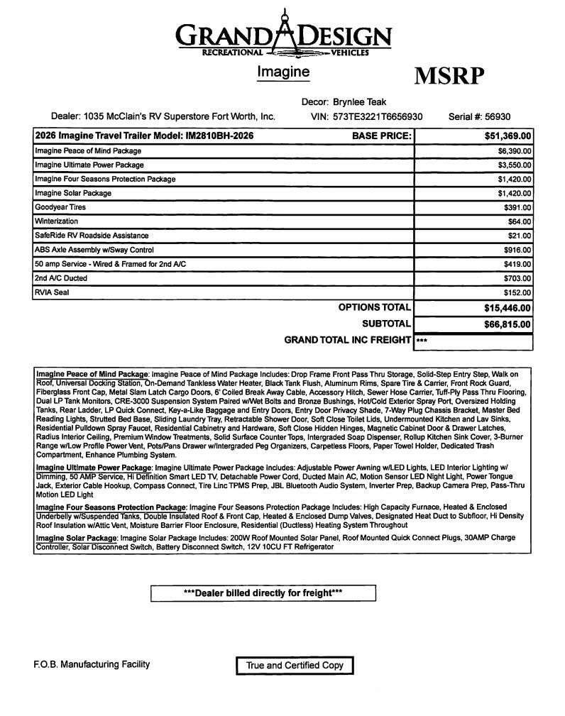 2026 Imagine 2810BH by Grand Design from McClain's RV Fort Worth in Fort Worth, Texas