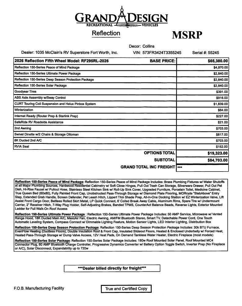 2026 Reflection 150 295RL by Grand Design from McClain&#39;s RV Fort Worth in Fort Worth, Texas