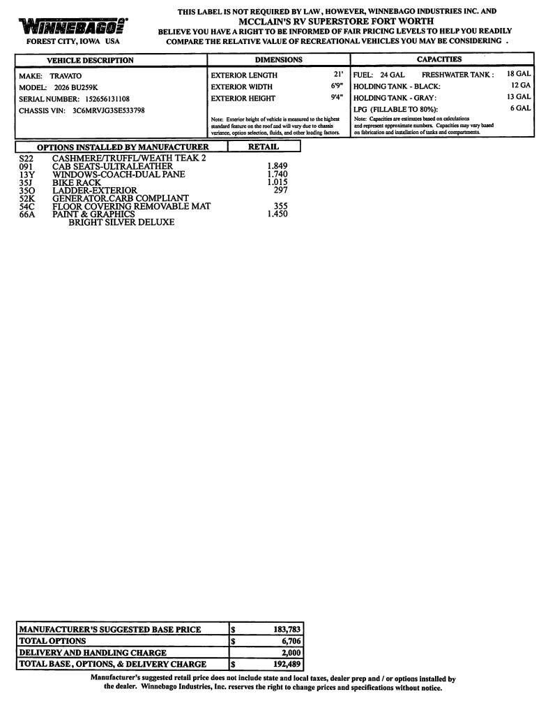 2026 Travato 59K by Winnebago from McClain's RV Fort Worth in Fort Worth, Texas
