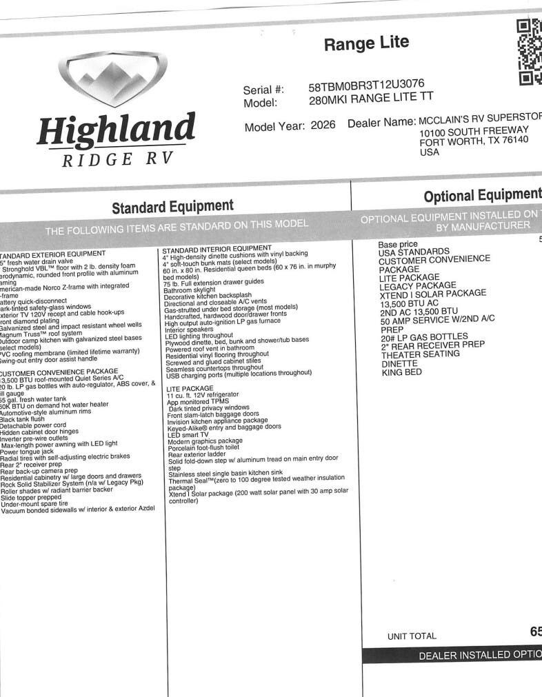 New 2026 Highland Ridge Open Range LITE 280MKI available in Fort Worth, Texas