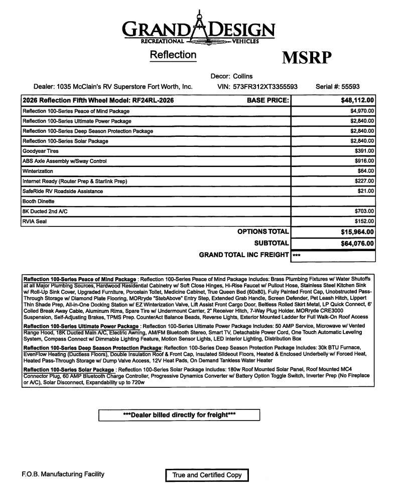 2026 Reflection 100 24RL by Grand Design from McClain's RV Fort Worth in Fort Worth, Texas