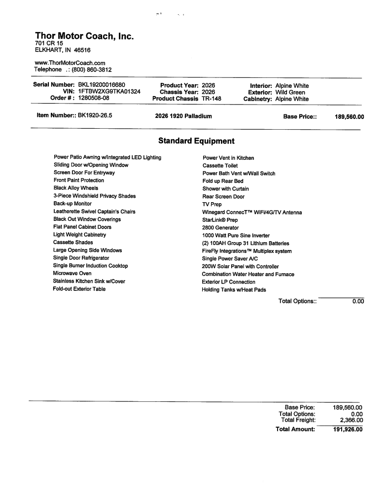 2026 PALLADIUM 1920 by Thor from McClain's RV Fort Worth in Fort Worth, Texas