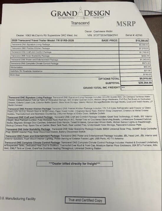 2026 Transcend One 151RB by Grand Design from McClain's RV Fort Worth in Fort Worth, Texas