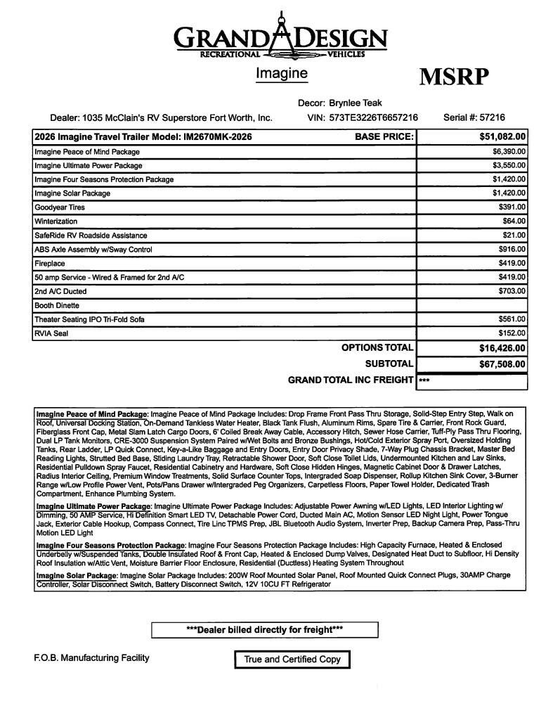 New 2026 Grand Design Imagine 2670MK available in Fort Worth, Texas