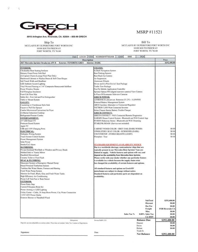 2027 Strada AWD TOUR-ION by Grech RV from McClain's RV Fort Worth in Fort Worth, Texas