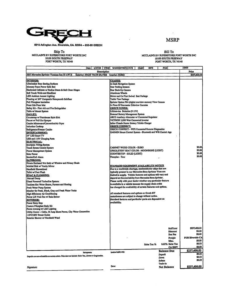 2027 GRECH VACANZA AWD TOUR-ION by Miscellaneous from McClain's RV Fort Worth in Fort Worth, Texas