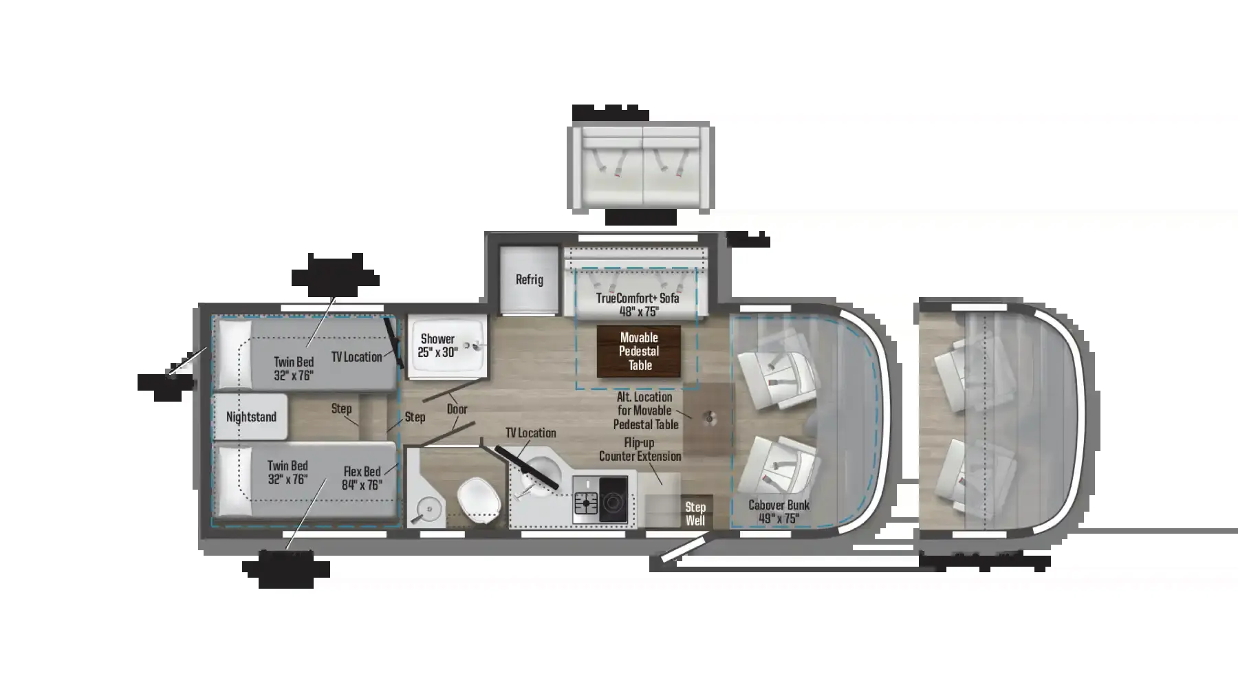 2027 Winnebago View 24R - New Class C For Sale by McClain's RV Fort Worth in Fort Worth, Texas features Satellite Radio, Awning, Fire Extinguisher, Hitch, Satellite Dish