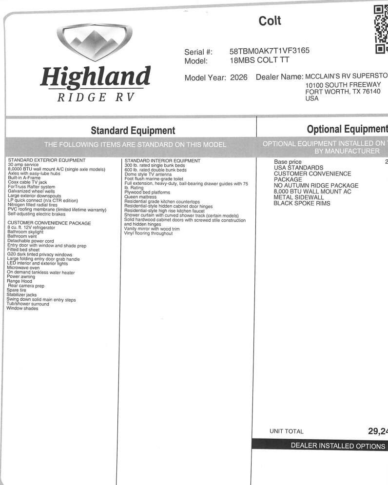 2026 Open Range CONV COLT 18MBS by Highland Ridge from McClain's RV Fort Worth in Fort Worth, Texas