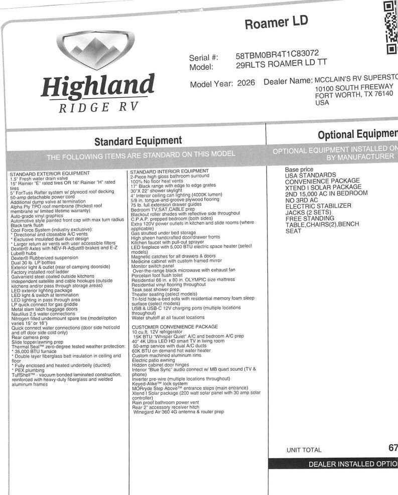New 2026 Highland Ridge Open Range Roamer 29RLTS available in Fort Worth, Texas