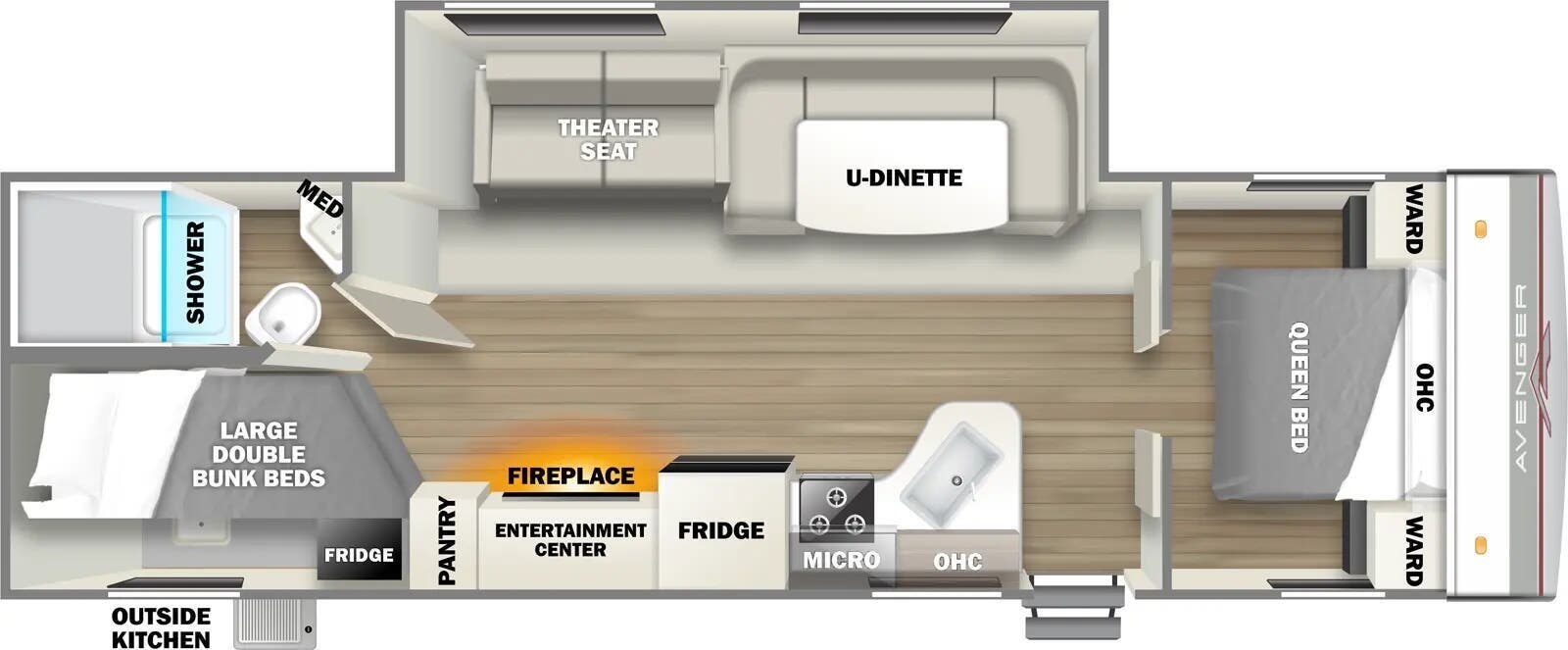 2024 Avenger 27DBS - Used Travel Trailer For Sale by McClain's RV Fort Worth in Fort Worth, Texas features Roof Deck, Black Tank Flush, Enclosed Underbelly, Pantry, Water Heater