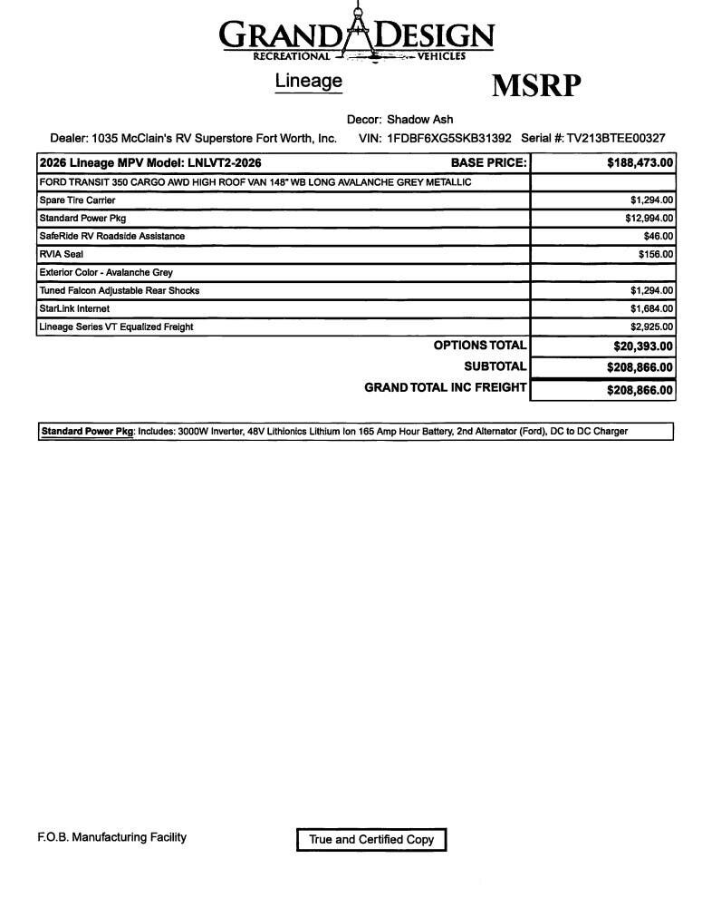 2026 Lineage LVT2 by Grand Design from McClain's RV Fort Worth in Fort Worth, Texas