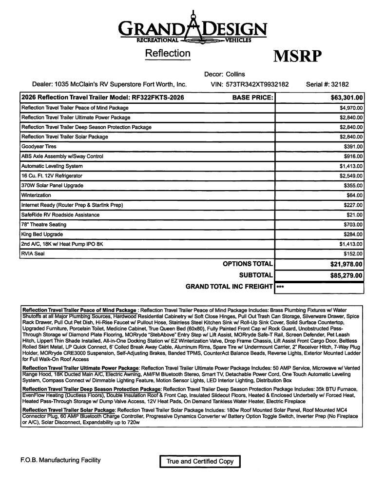 2026 Reflection 322FKTS by Grand Design from McClain's RV Fort Worth in Fort Worth, Texas