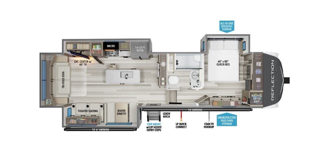 2026 Grand Design Reflection 337RLS - New Fifth Wheel For Sale by McClain's RV Fort Worth in Fort Worth, Texas features Shower, Hitch, Microwave, Medicine Cabinet, Pass Thru Storage