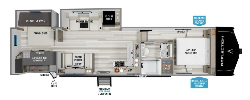 Floorplan of 2026 Grand Design Reflection 100 Series 32BH